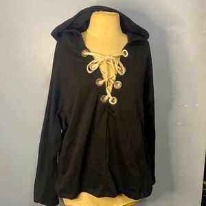 Black sweatshirt with front ties